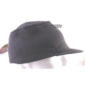 Gray Beanie Campus Visor  Cap Skull Knit Ski Hat Flat Top Comando bill